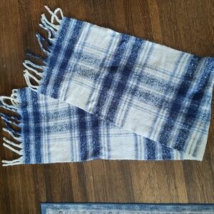 Lucky Brand Navy and White Checkered Scarf